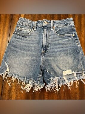 PAIGE Frayed Hem Distressed Denim Shorts - Dani